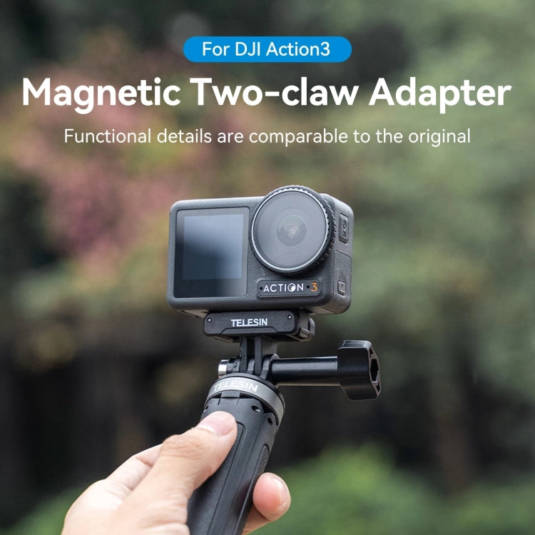 For DJI OSMO Action 3 TELESIN Magnetic Two Claw Adapter Action Camera Accessories