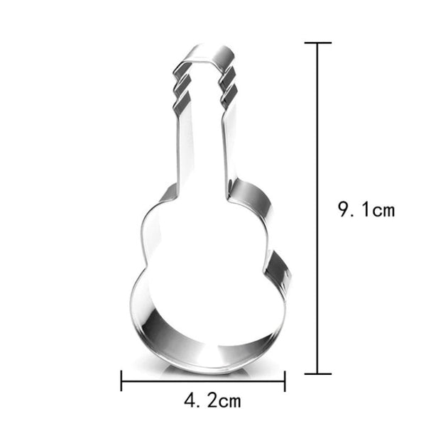 5pcs Guitar Shape Baking Biscuit Mold Stainless Steel Fondant Mousse Circle, Guitar Shape