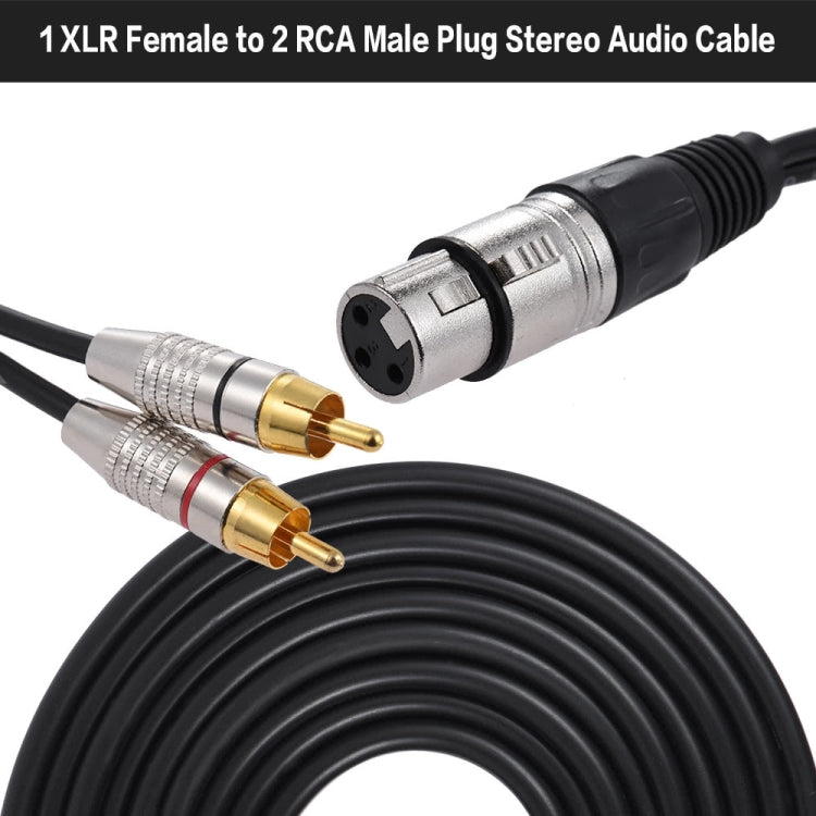 XLR Female To 2RCA Male Plug Stereo Audio Cable, Length:, 0.5m, 1m, 1.5m, 2m, 3m, 5m, 8m, 10m
