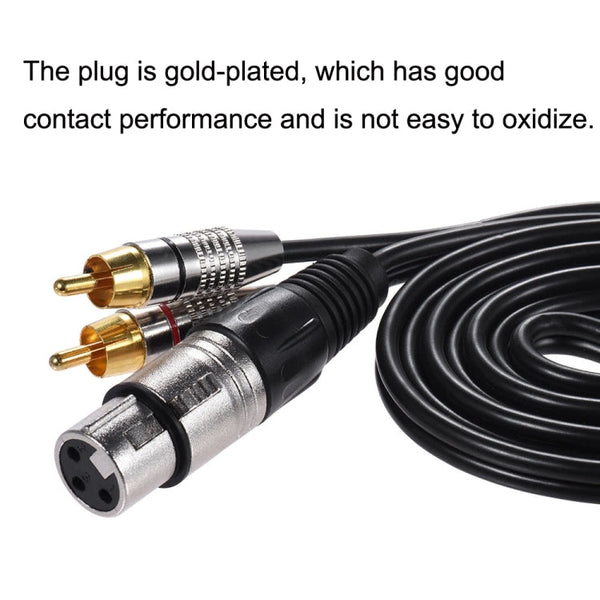 XLR Female To 2RCA Male Plug Stereo Audio Cable, Length:, 0.5m, 1m, 1.5m, 2m, 3m, 5m, 8m, 10m