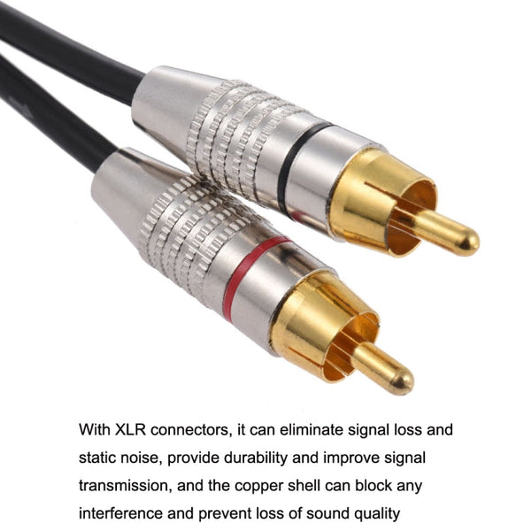 XLR Female To 2RCA Male Plug Stereo Audio Cable, Length:, 0.5m, 1m, 1.5m, 2m, 3m, 5m, 8m, 10m