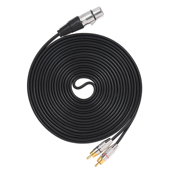 XLR Female To 2RCA Male Plug Stereo Audio Cable, Length:, 0.5m, 1m, 1.5m, 2m, 3m, 5m, 8m, 10m