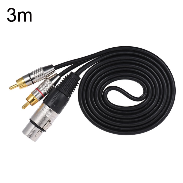 XLR Female To 2RCA Male Plug Stereo Audio Cable, Length:, 0.5m, 1m, 1.5m, 2m, 3m, 5m, 8m, 10m