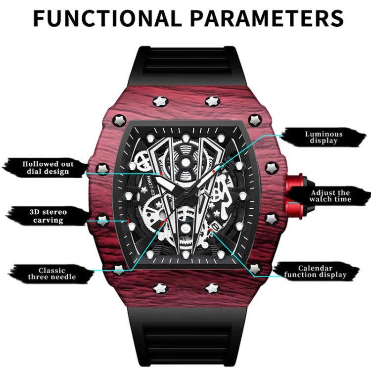 BINBOND B6577 Barrel Shape 30m Waterproof Sports Quartz Watch