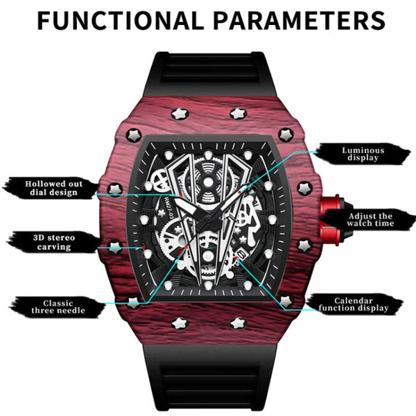 BINBOND B6577 Barrel Shape 30m Waterproof Sports Quartz Watch