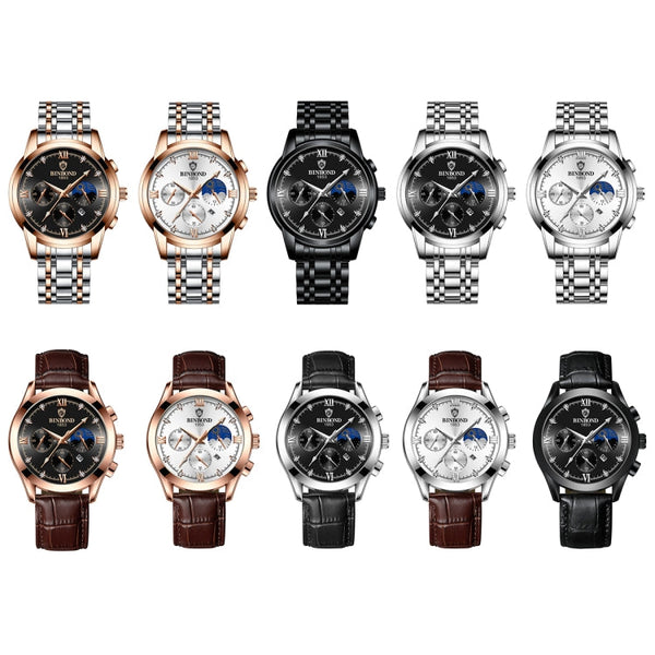 BINBOND B3591 30m Waterproof Luminous Calendar Men Watch