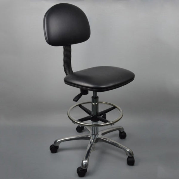 Anti-static Chair Liftable Adjustable Stool PU Leather Backrest Chair With Footrest,Spec: