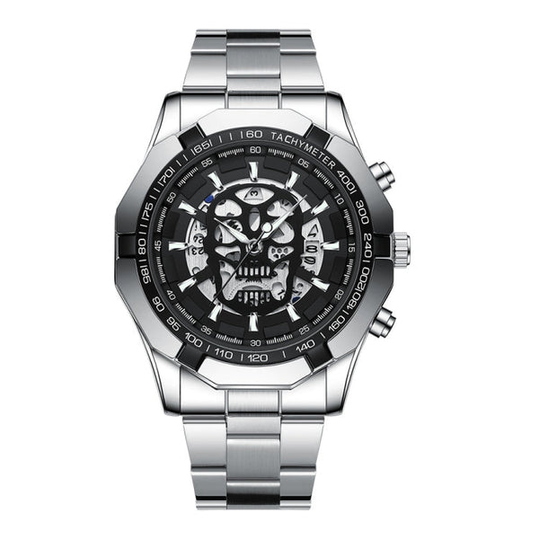 BINBOND S034 30M Waterproof Quartz Watch Skull Skeleton Luminous Watch