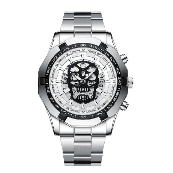 BINBOND S034 30M Waterproof Quartz Watch Skull Skeleton Luminous Watch
