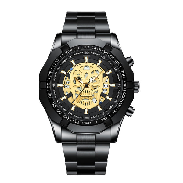 BINBOND S034 30M Waterproof Quartz Watch Skull Skeleton Luminous Watch