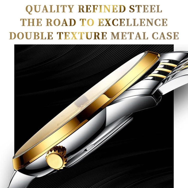 BINBOND B2077 30M Waterproof Quartz Luminous Watch Butterfly Buckle Men's Steel Belt Watch