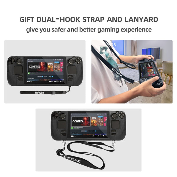 For Steam Deck Hifylux ST-PF14 Game Console Silicone Case Anti-scratch Non-slip Handheld Case Lanyard