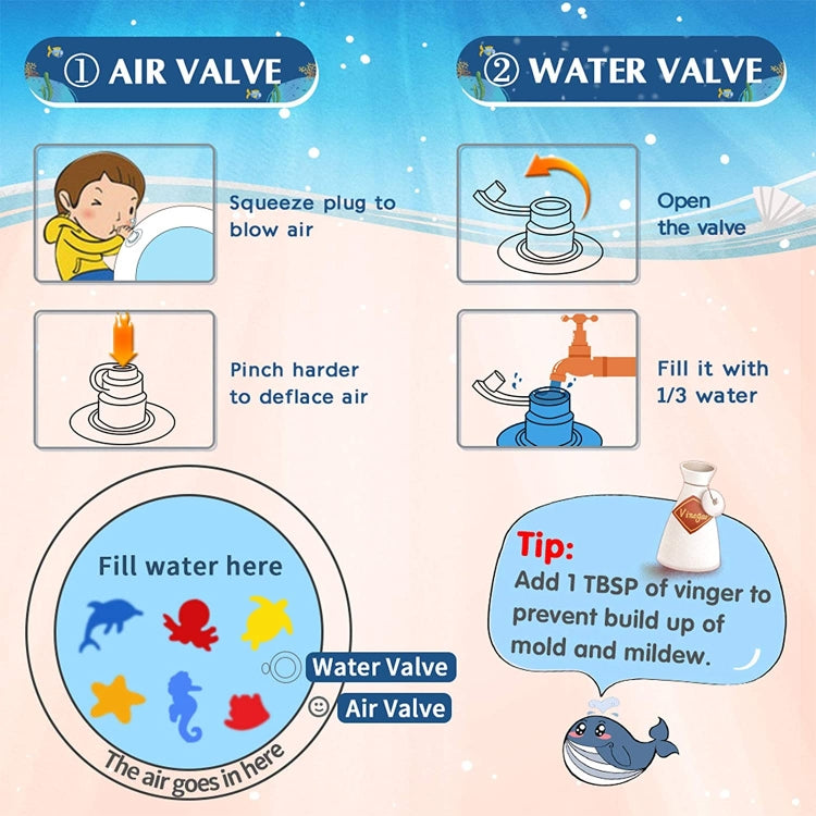 93cm Baby Kids Water Play Mat Inflatable PVC Shark Water Pad, 93cm Shark