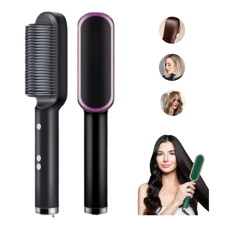 2 In 1 Hair Straightener Brush And Curler Negative Ion Hair Straightener Styling Comb, White, Black, Red, Green