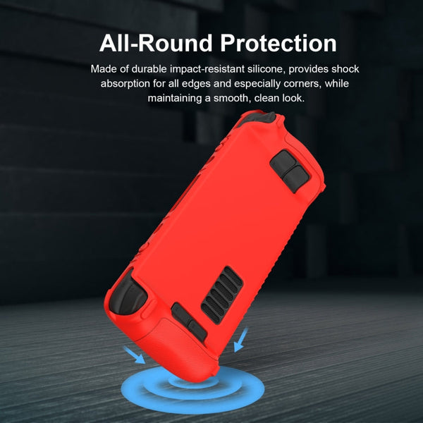 For Steam Deck Game Controller Soft Silicone Protective Cover Case With 4pcs Key Cap, SD001 (Black), SD001 (Red), SD001 (Luminous Blue), SD001 (Luminous Green)