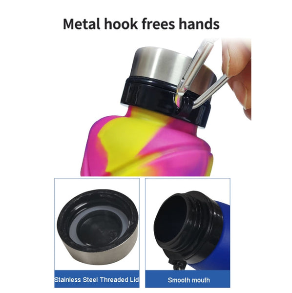 Outdoor Silicone Folding Water Cup Telescopic Water Bottle Travel Drinking Cup With Carabiner