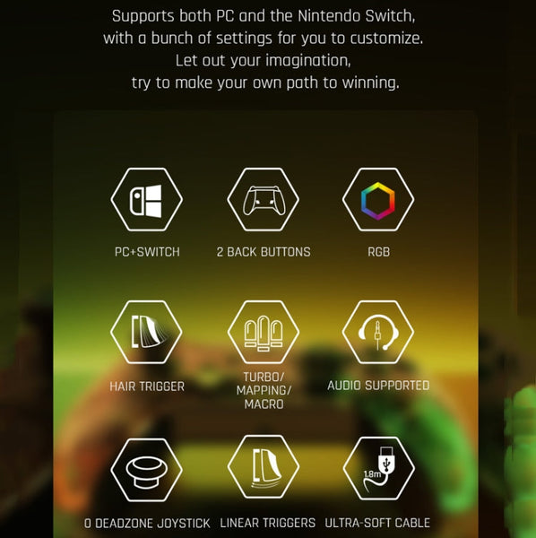 RGB Light Wired Gamepad Controller For PC/Switch