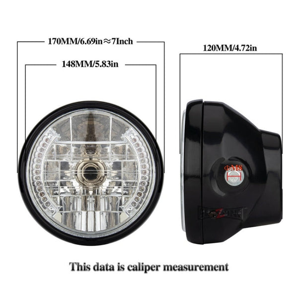 Motorcycle 7 Inch LED Headlamp Angel Ring Steering Function With Bracket