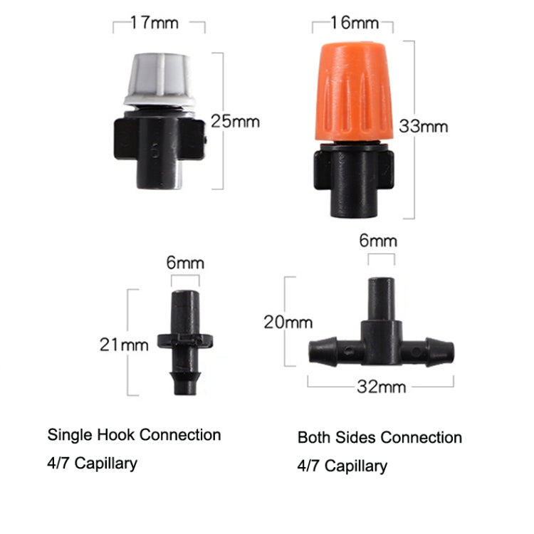 20pcs TF-118 Gardening Irrigation Drip Irrigation System Set Accessories, 6mm Single Hook Connection 4/7mm Capillary (Orange)