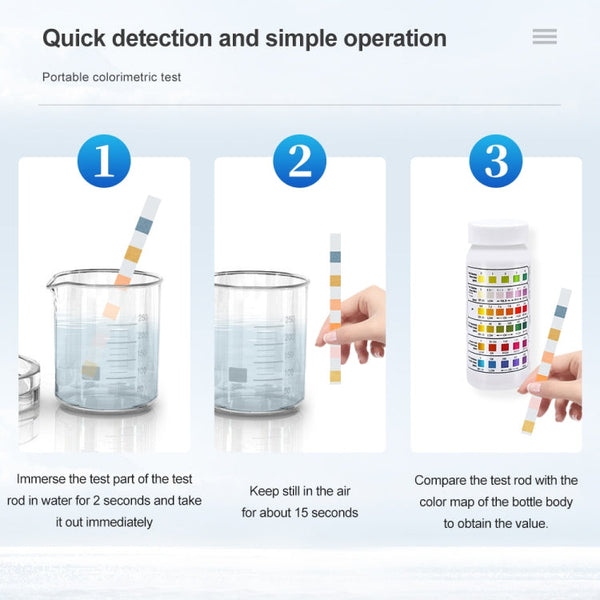 50pcs PH075 6 In 1 Residual Chlorine PH Water Quality Detector PH Test Paper, Package Random Delivery