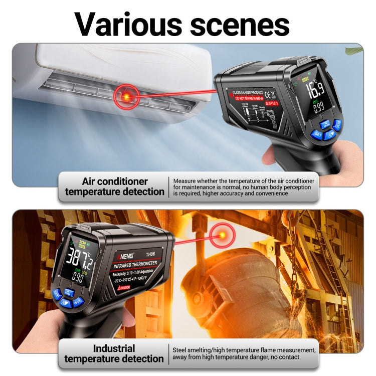 ANENG TH06 Oil Temperature High Precision Thermometer Laser Baking Infrared Water Thermometer, TH06 Orange, TH06 Black