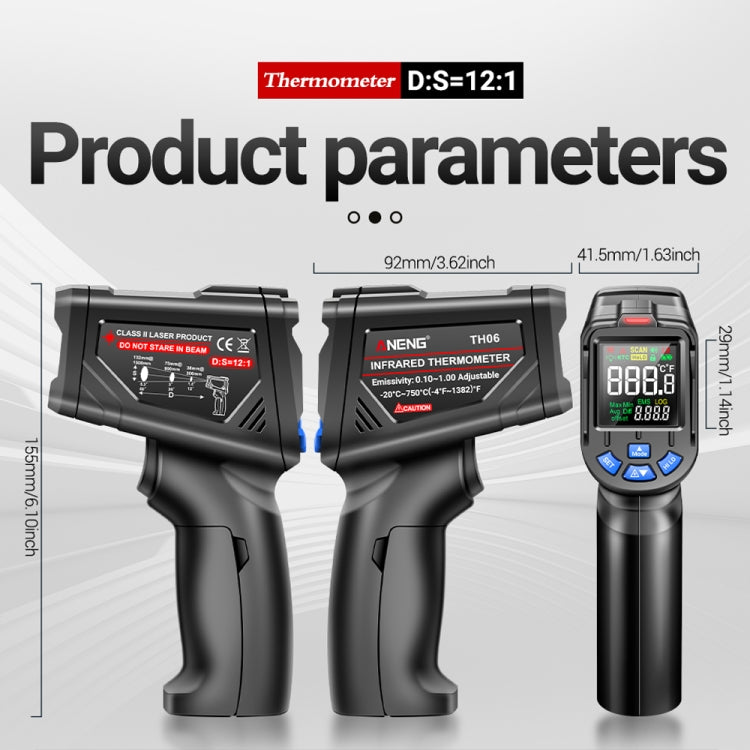 ANENG TH06 Oil Temperature High Precision Thermometer Laser Baking Infrared Water Thermometer, TH06 Orange, TH06 Black