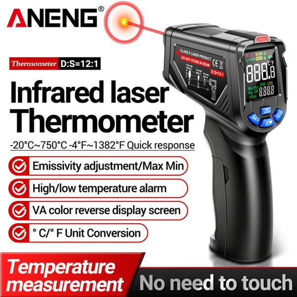 ANENG TH06 Oil Temperature High Precision Thermometer Laser Baking Infrared Water Thermometer, TH06 Orange, TH06 Black