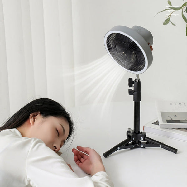 ZK-01 7 Inch Outdoor Camping LED Light Tripod Fan Portable Multifunctional Power Bank Hanging Fan