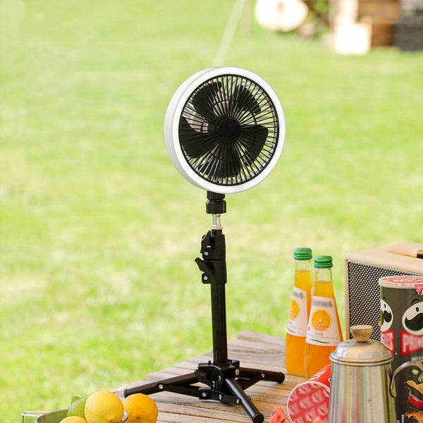 ZK-01 7 Inch Outdoor Camping LED Light Tripod Fan Portable Multifunctional Power Bank Hanging Fan
