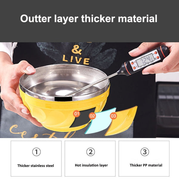 Double-Layer Stainless Steel Bowl With Lid Children Dinner Insulated Rice Bowl, 6pcs /Set 13cm, 6pcs /Set 15cm, 6pcs /Set 17cm