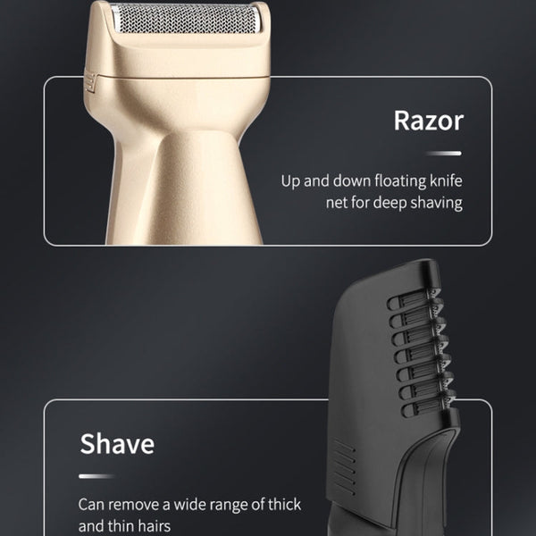 5 In 1 Haircut Digital Display Water Washing Shaver Nose Hair Electric Push Shear Set, LK-881 5 In 1 (Silver)