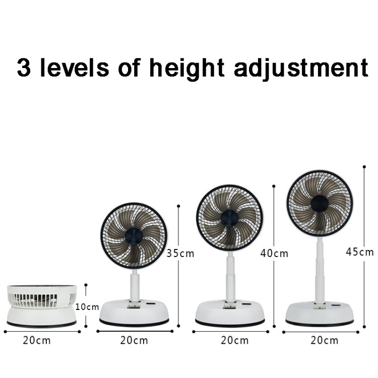 8-inch Portable Folding Telescopic Fan Can Shake Head with Timing & Remote Control, White 6000 mAh