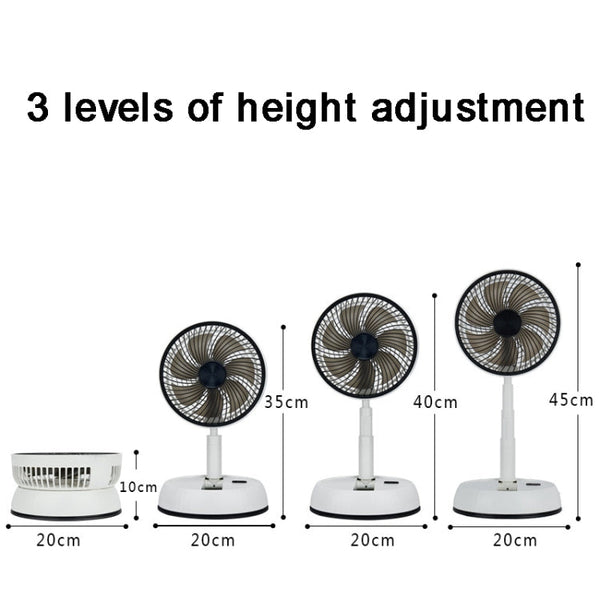 8-inch Portable Folding Telescopic Fan Can Shake Head with Timing & Remote Control, White 6000 mAh