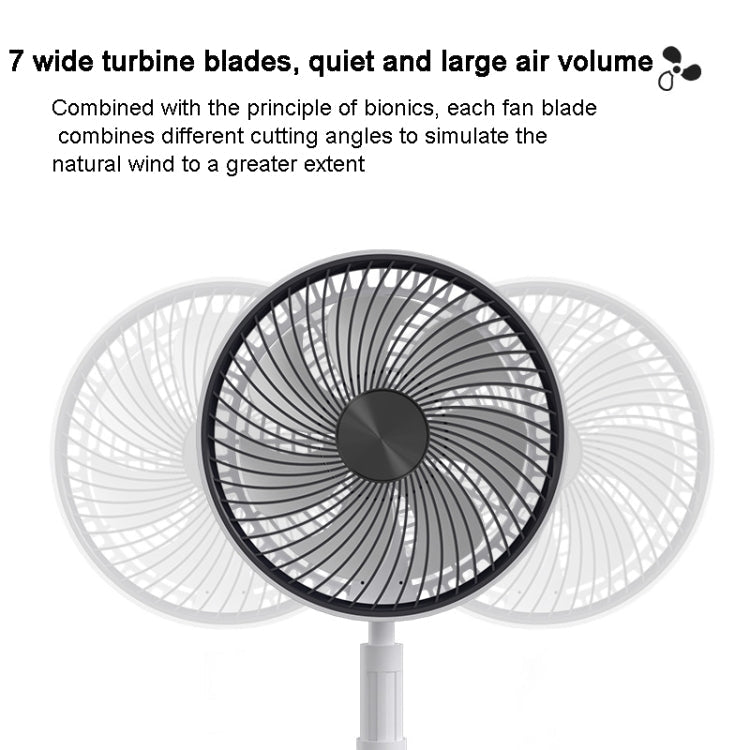 8-inch Portable Folding Telescopic Fan Can Shake Head with Timing & Remote Control, White 6000 mAh