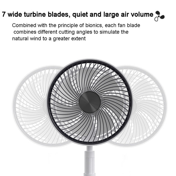 8-inch Portable Folding Telescopic Fan Can Shake Head with Timing & Remote Control, White 6000 mAh