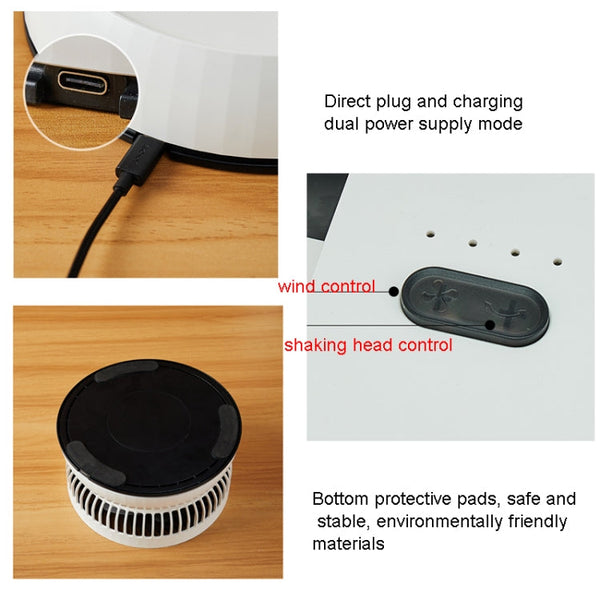 8-inch Portable Folding Telescopic Fan Can Shake Head with Timing & Remote Control, White 6000 mAh