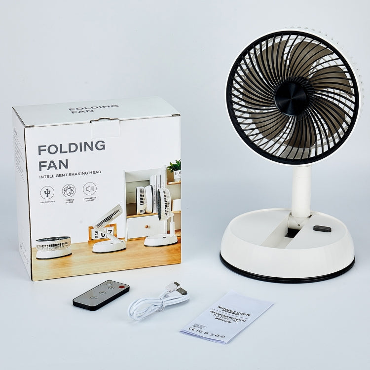 8-inch Portable Folding Telescopic Fan Can Shake Head with Timing & Remote Control, White 6000 mAh