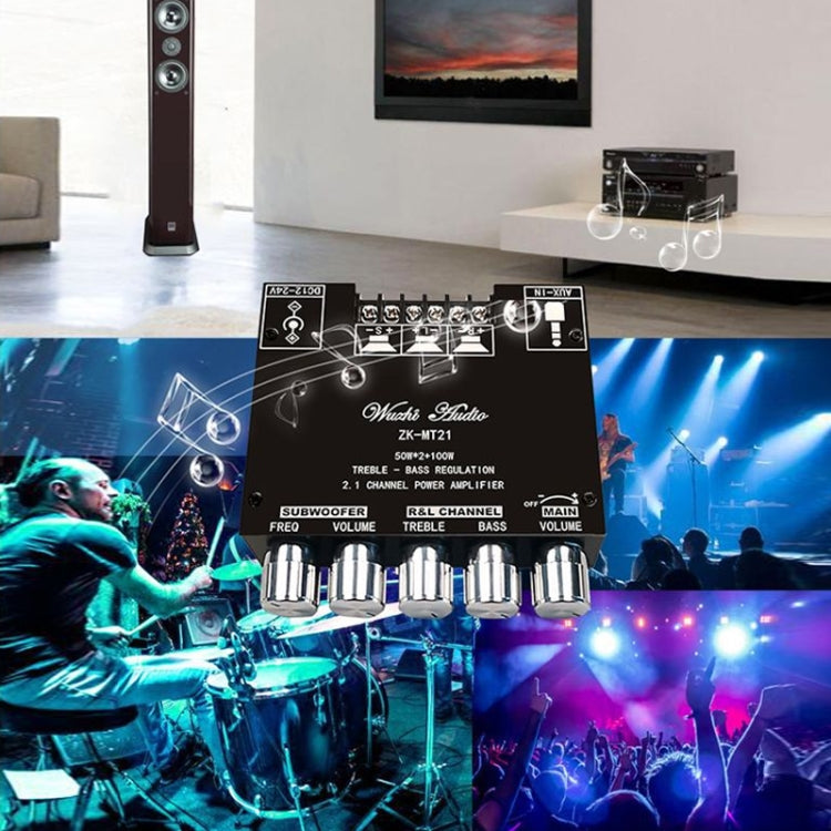 ZK-TB21 TPA3116D2 High & Low Pitch Adjustment 2.1 Channel Bluetooth Full Digital Power Amplifier Module, ZK-TB21