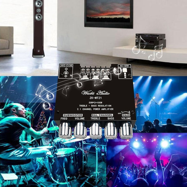 ZK-TB21 TPA3116D2 High & Low Pitch Adjustment 2.1 Channel Bluetooth Full Digital Power Amplifier Module, ZK-TB21