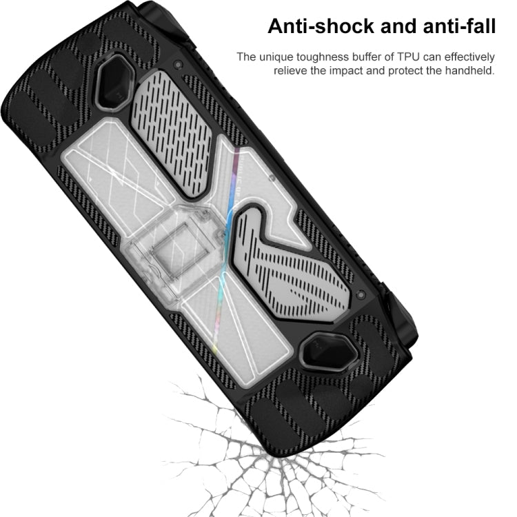 For ASUS Rog Ally Game Console PC+TPU Protective Case Cover With Bracket, PC+TPU  Black+Transparent, PC+TPU White+Transparent