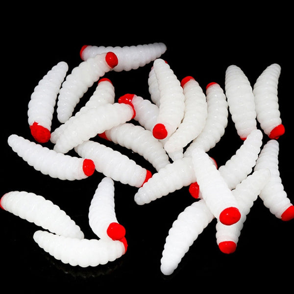 100pcs Red Headed Bread Worm Suite Fake Bait, 100pcs