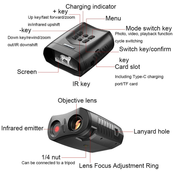 APEXEL 3-inch LCD HD Screen Photo Video Portable Binoculars Digital Infrared Night Vision Device