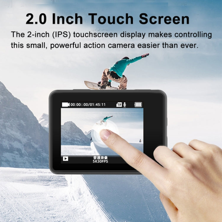5K/30FPS WIFI HD Anti-Shake Remote Touch Dual-Screen IP68 Waterproof Sports Camera