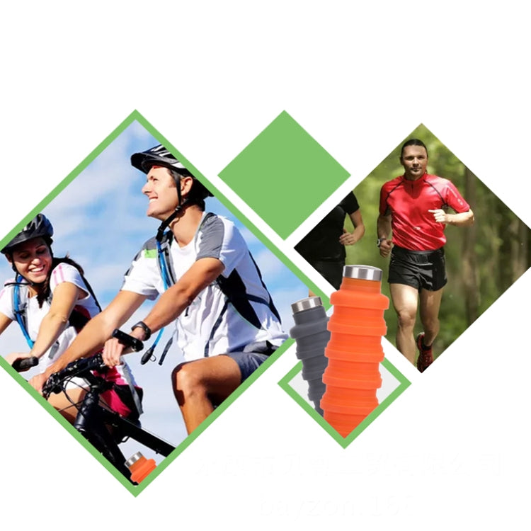 500ml Outdoor Sports Silicone Telescopic Cup Portable Foldable Travel Water Kettle, Blue Handle Lid, Orange Handle Lid, Gray Handle Lid, Purple Handle Lid, Black Handle Lid