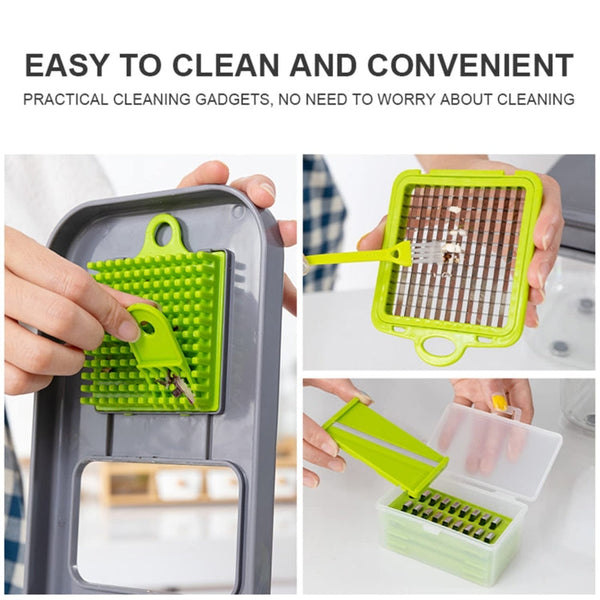 22 in 1 Multifunctional Food Chopper Grater Onion Dicer Veggie Cutter with 13 Stainless Steel Blades, 22 in 1 Multifunctional