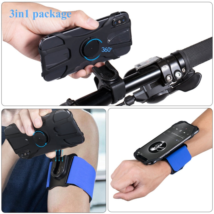 3 In 1 Four Jaws Detachable Swivel Arm Wrist Strap Bicycle Holder For 4.5-6.5 inch Phones