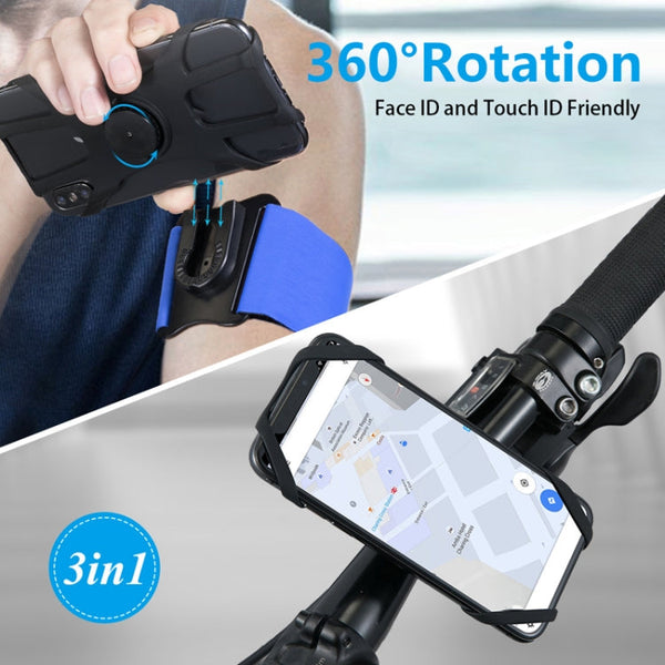 3 In 1 Four Jaws Detachable Swivel Arm Wrist Strap Bicycle Holder For 4.5-6.5 inch Phones