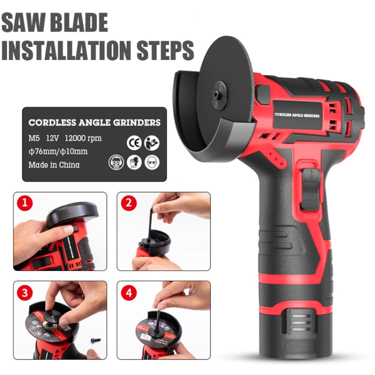 HILDA 12V 3 Inch Li-Ion Angle Grinder Home Cutting And Sanding Machine, EU Plug, Plastic Package With 1 Battery, Carton Package With 1 Battery, Plastic Package With 2 Battery, Carton Package With 2 Battery