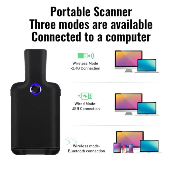 HC101D  2D Bluetooth Barcode Scanner Wireless Back Clip Phone Barcode Reader, 2D Middle, 2D Side