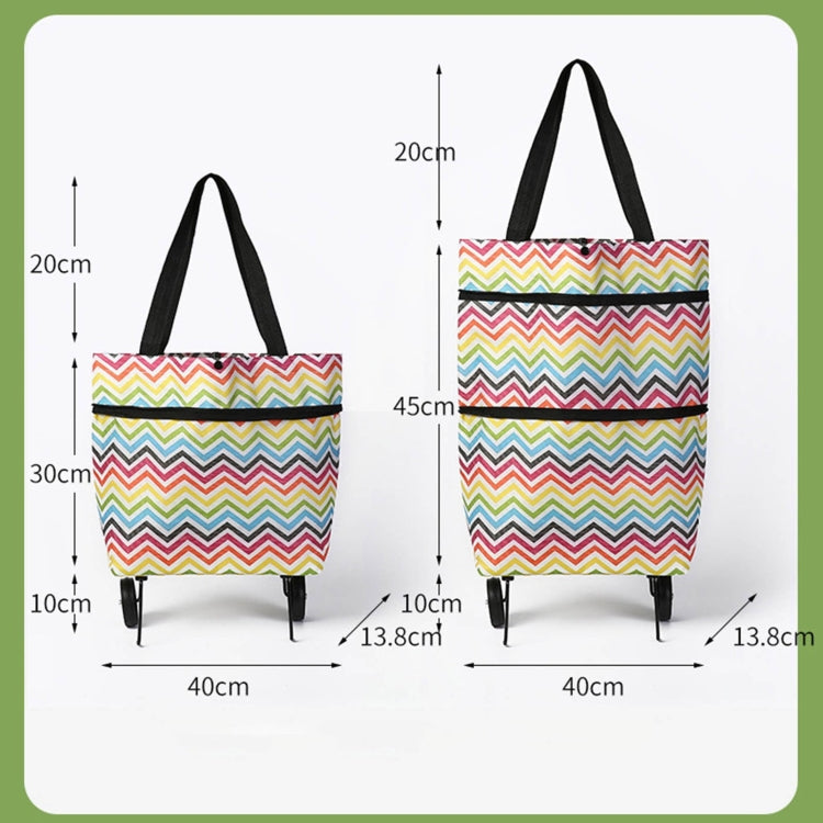 2 In 1  Oxford Cloth Shopping Bag Foldable Shopping Trolley Cart